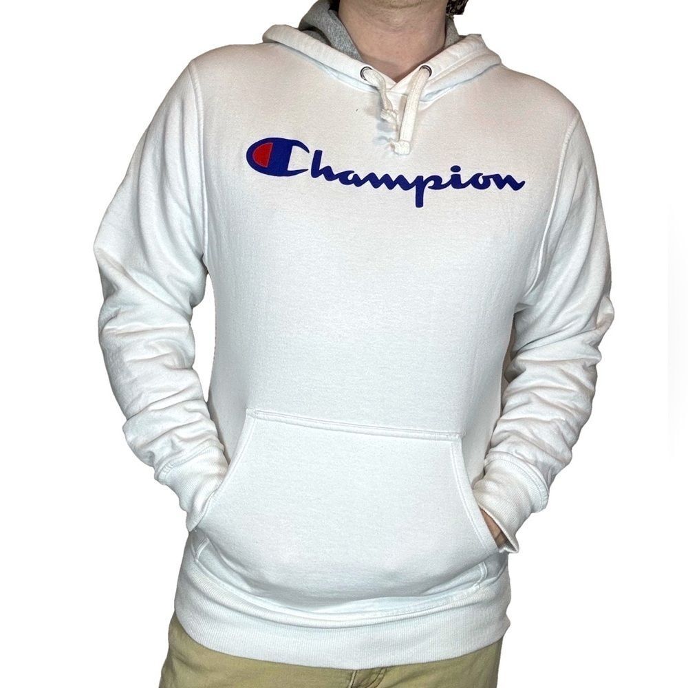 Champion - Unisex White Logo Hoodie size Small